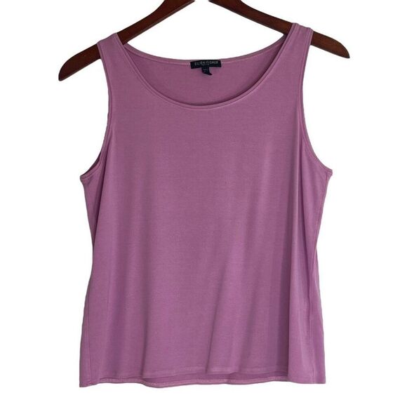 Eileen Fisher Womens Scoop Neck Stretch Rayon Jersey Tank Top Light Pink Size PM - Picture 2 of 15